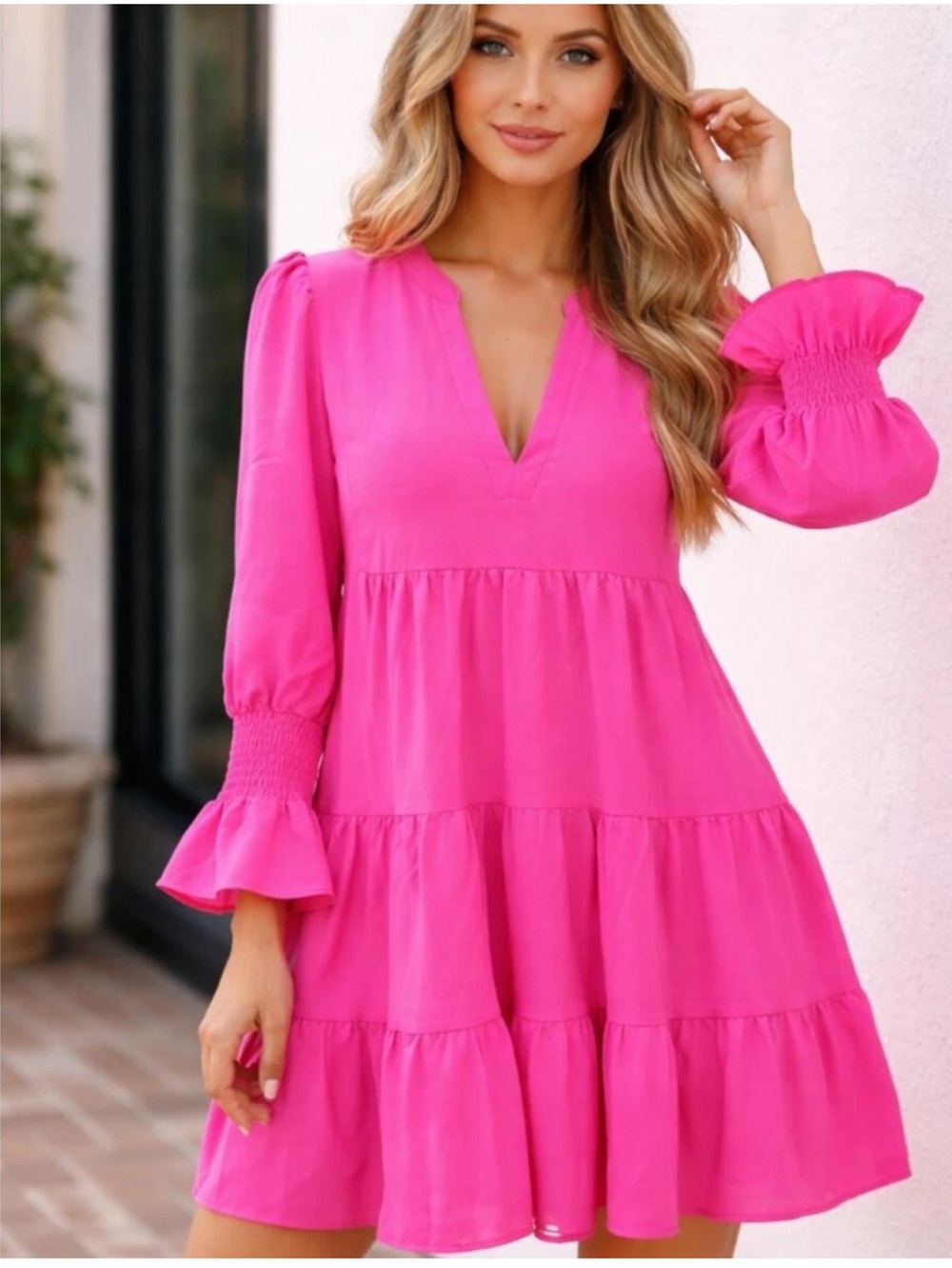Pomander Place by Tuckernuck Crepe Kenzo Dress in Electric Pink NEW